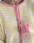 Strickjacke, Streifen & Kant, 3 Farben