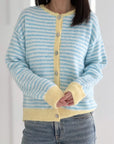 Strickjacke, Streifen & Kant, 3 Farben