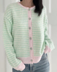 Strickjacke, Streifen & Kant, 3 Farben