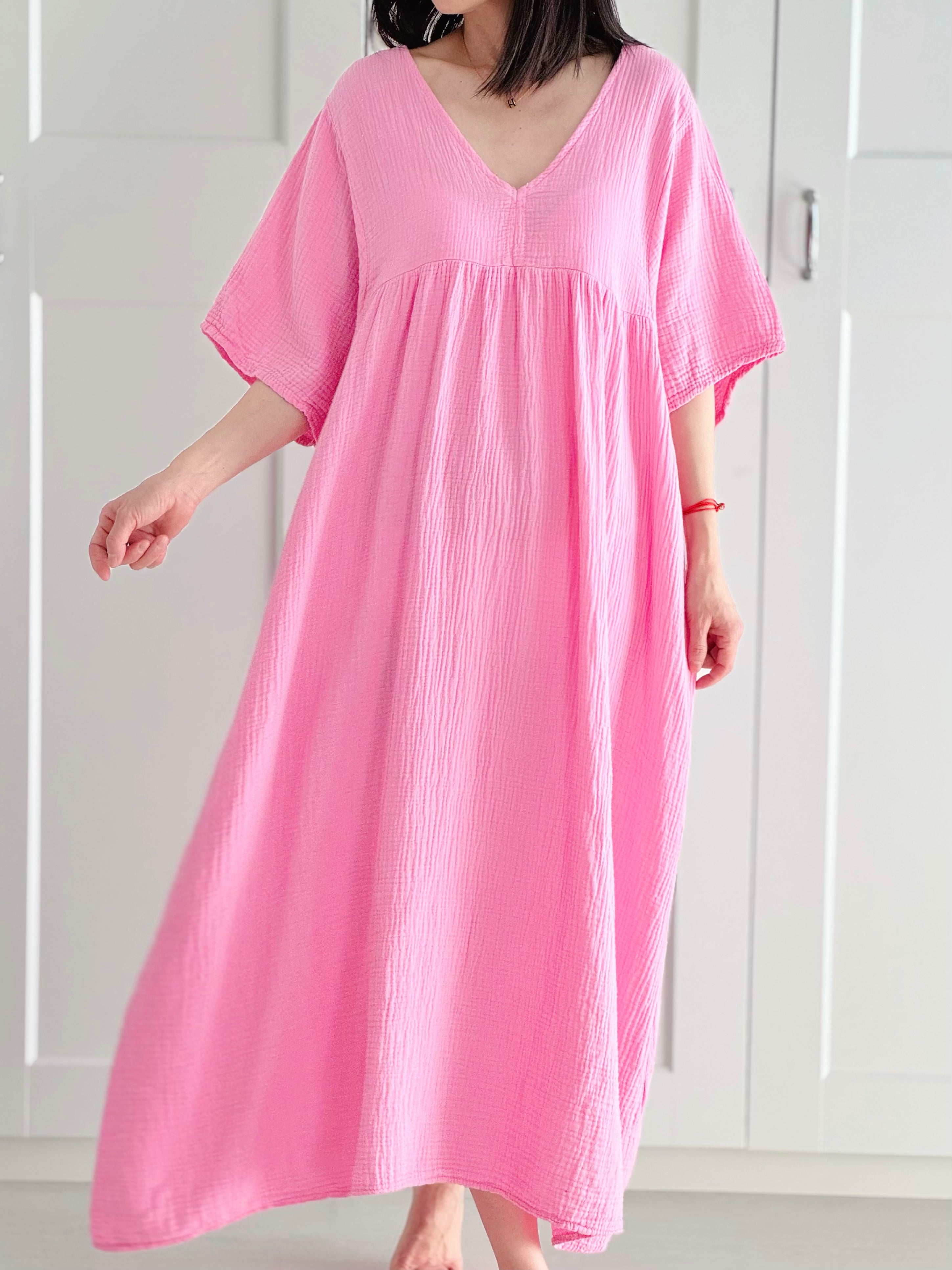 Musselin Kleid, Kurzarm, Classic, 9 Farben