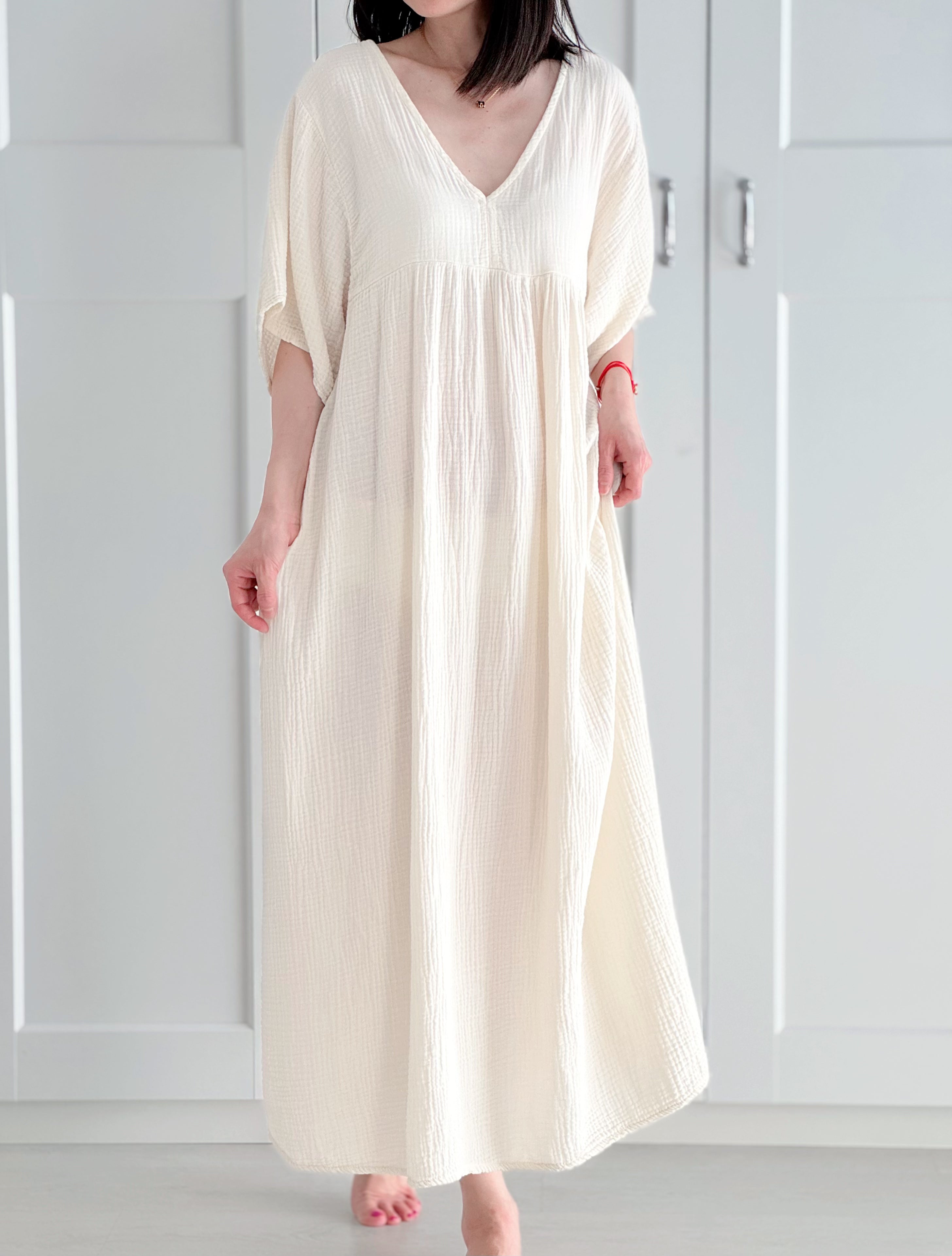 Musselin Kleid, Kurzarm, Classic, 9 Farben