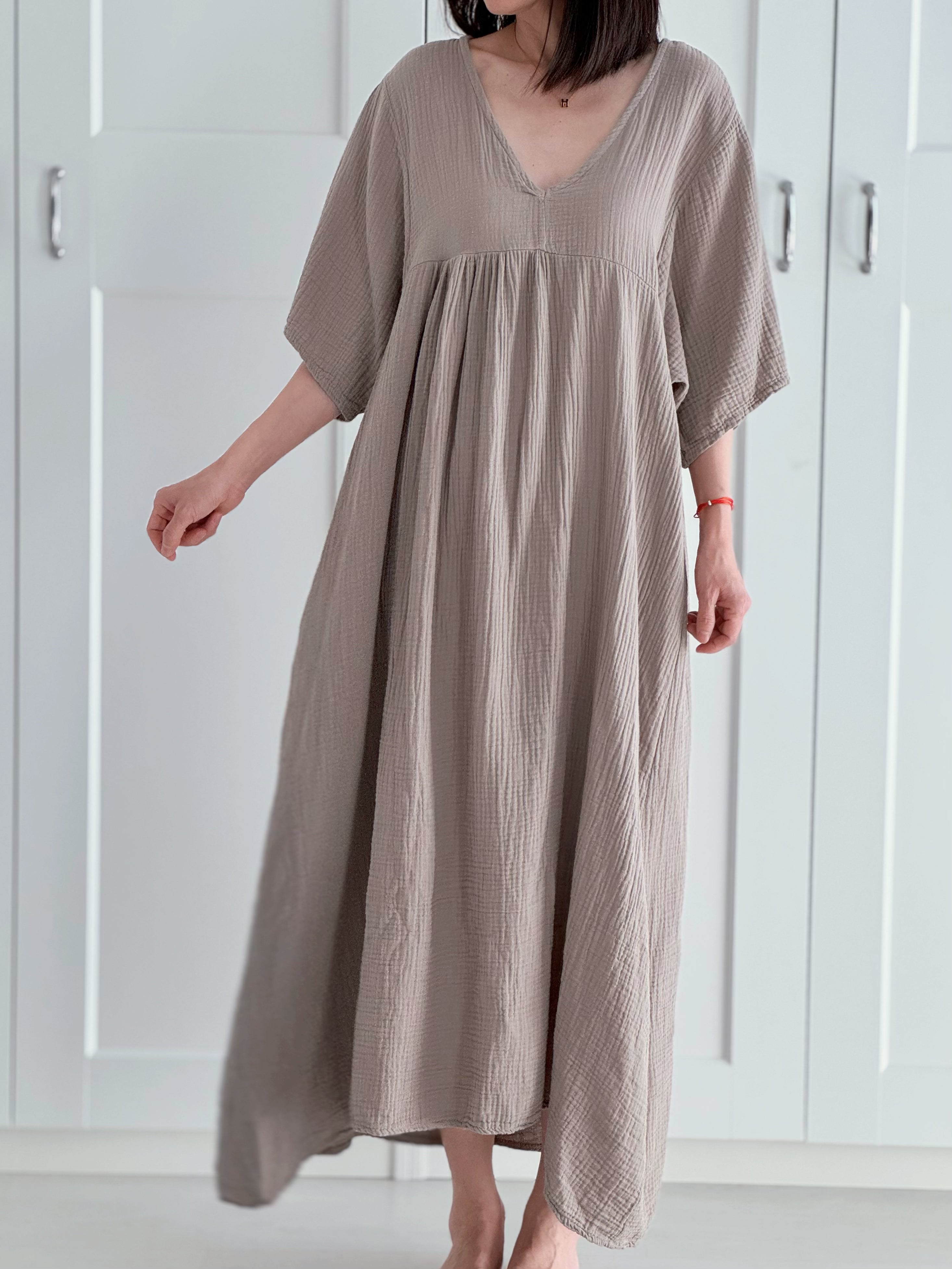 Musselin Kleid, Kurzarm, Classic, 9 Farben