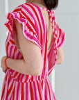 Musselin Jumpsuit, Rückenausschnitt, Pink-Streifen