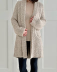 Midi Bouclé Jacke, 3 Farben, Beige