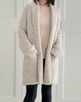 Midi Bouclé Jacke, 3 Farben, Beige