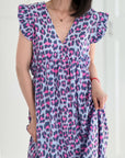 Musselin Kleid, Rückenausschnitt, ärmellos, Violett-Leo