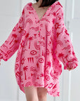 Musselin Bluse, Oversize, Maya, Rosa, 2 Farben