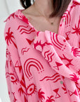 Musselin Bluse, Oversize, Maya, Rosa, 2 Farben