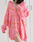 Musselin Bluse, Oversize, Maya, Rosa, 2 Farben