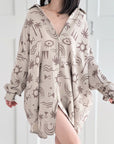 Musselin Bluse, Oversize, Maya, Taupe