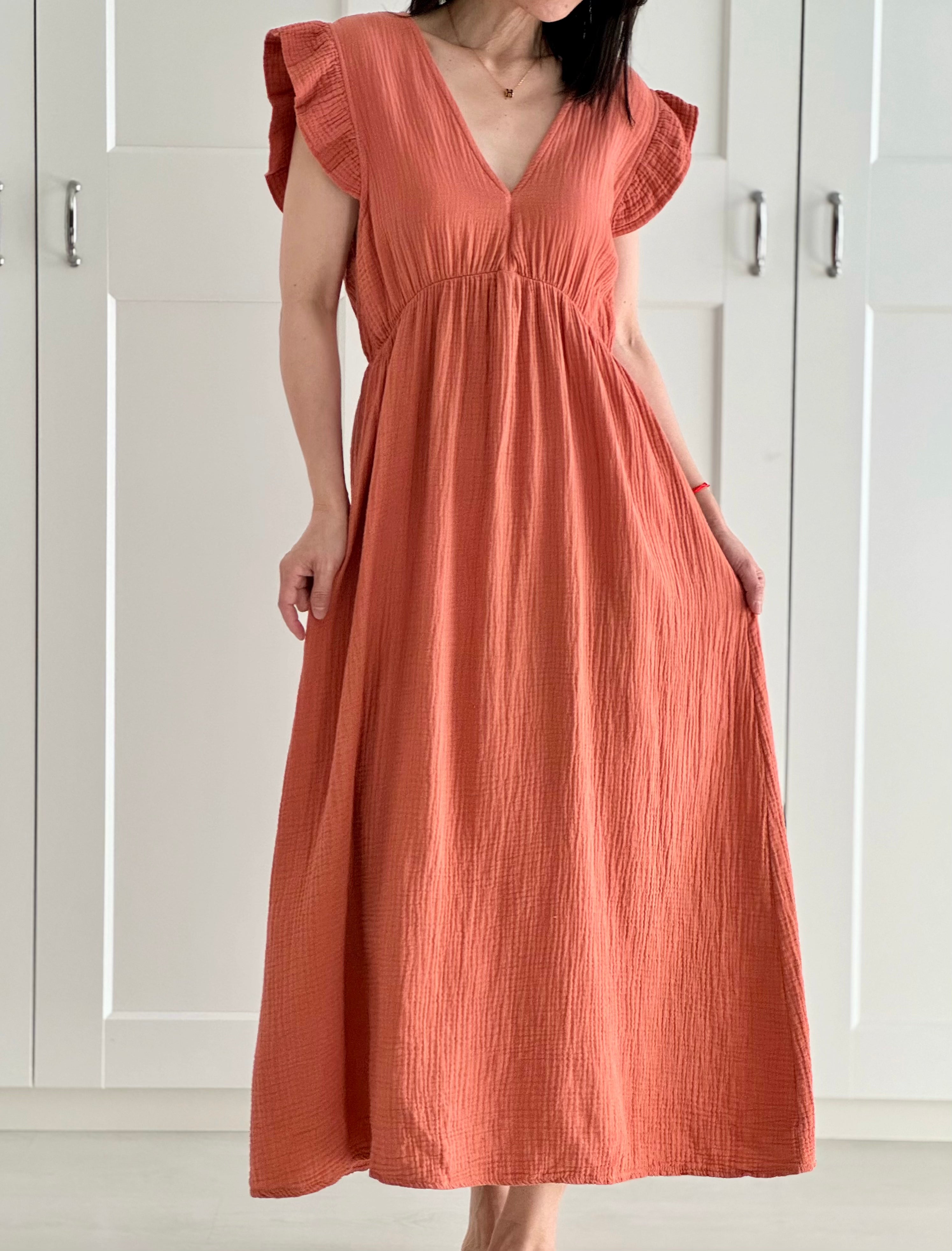 Musselin Kleid, Rückenausschnitt, ärmellos, 11 Farben