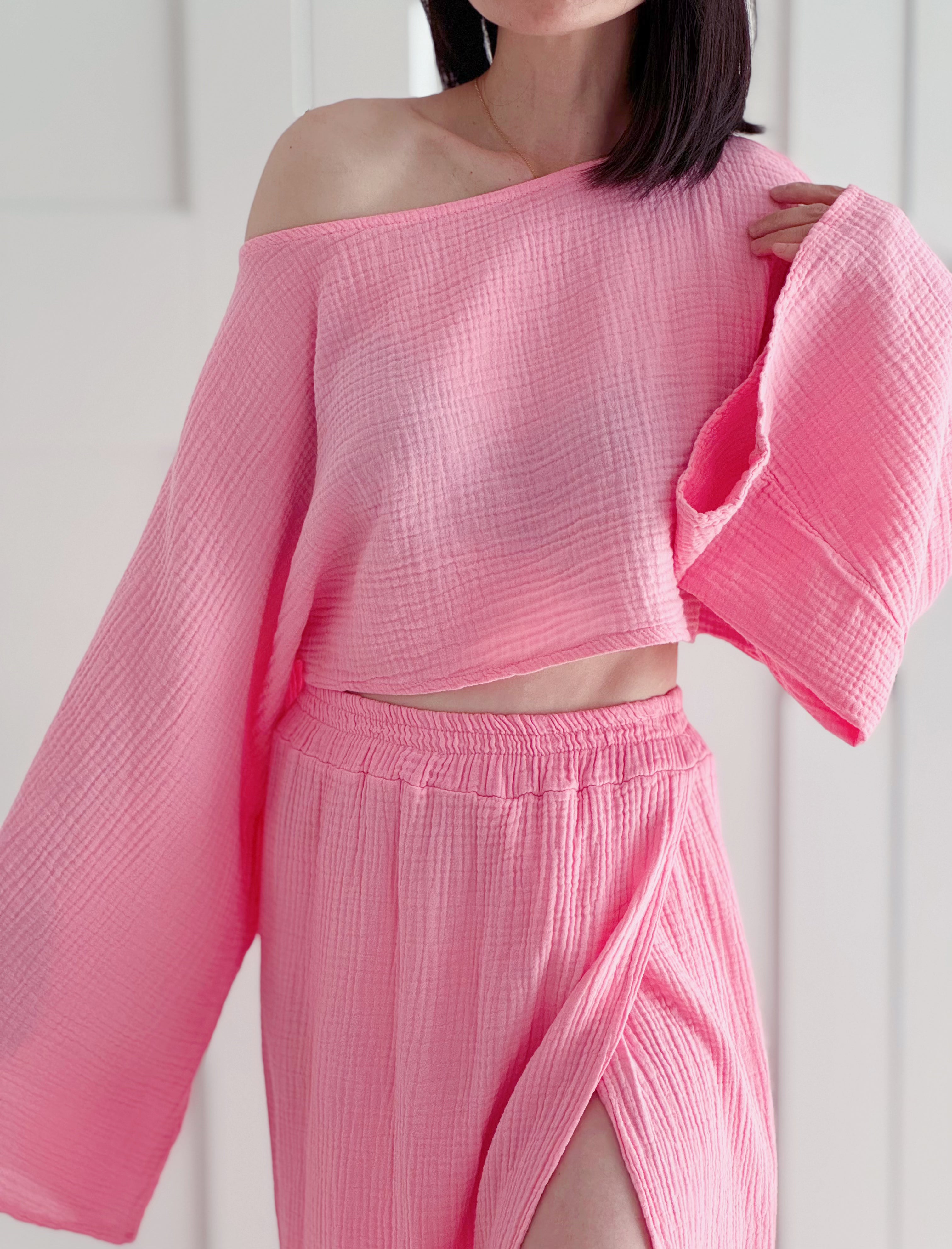 Musselin Cropped Bluse, 4 Farben