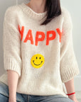 Pullover, Halbarm, Happy, Beige