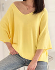 Strickpullover, 3/4 Ärmel, V-Ausschnitt, 5 Farben