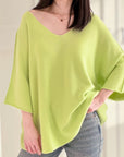 Strickpullover, 3/4 Ärmel, V-Ausschnitt, 5 Farben