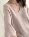Strickpullover, 3/4 Ärmel, V-Ausschnitt, 5 Farben