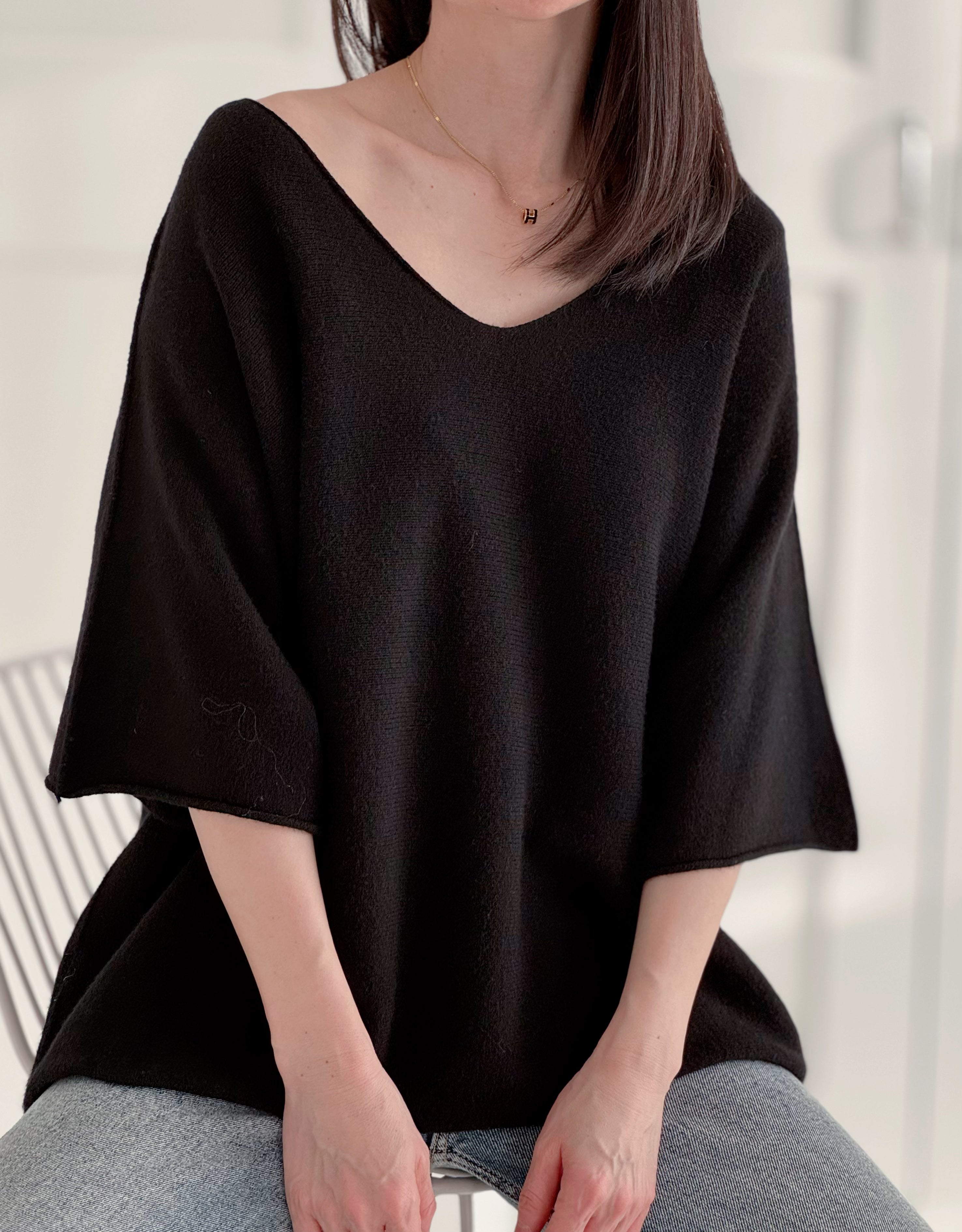 Strickpullover, 3/4 Ärmel, V-Ausschnitt, 5 Farben