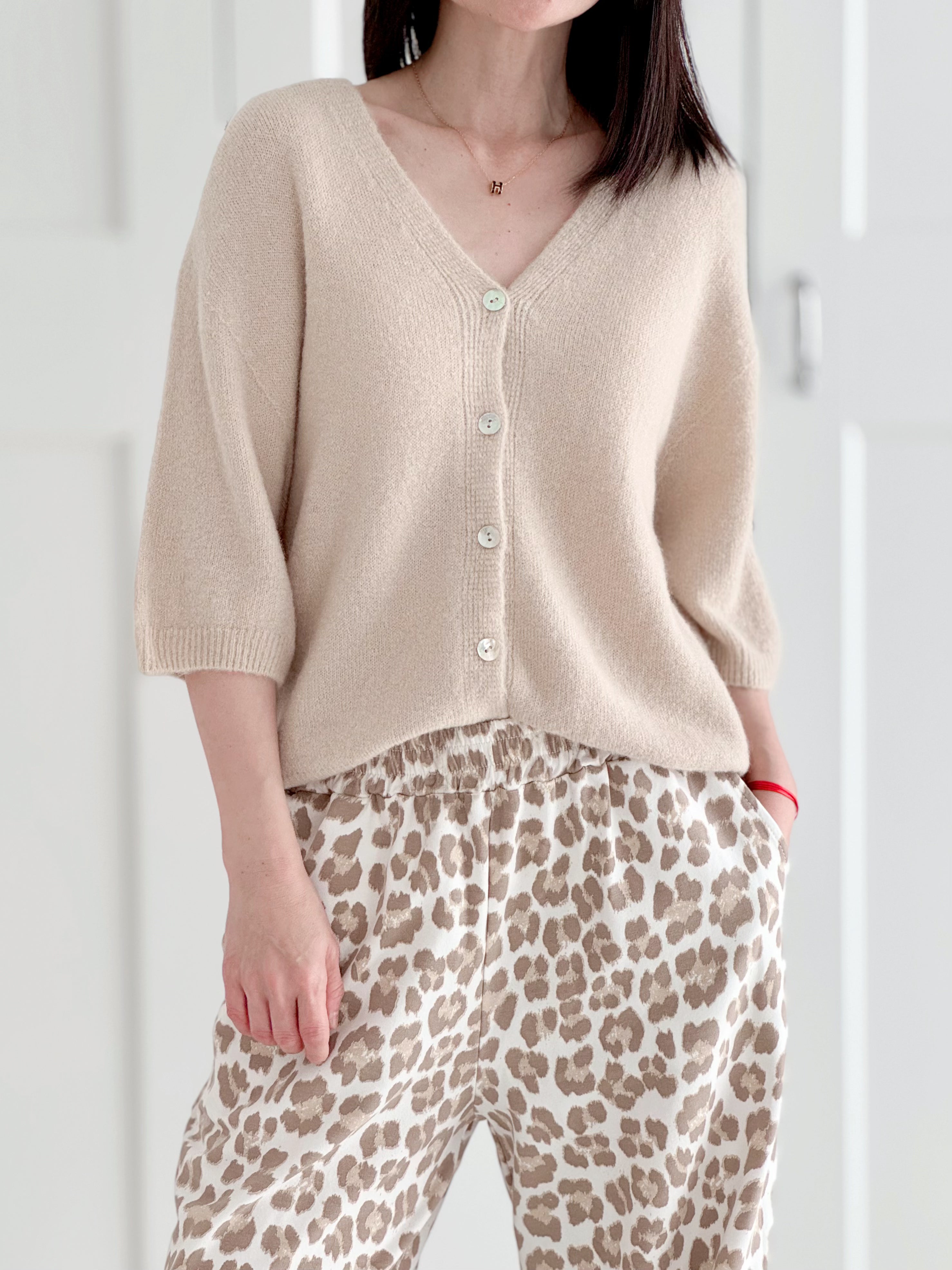 Strickjacke, Alpaka, 3/4 Ärmel, 6 Farben