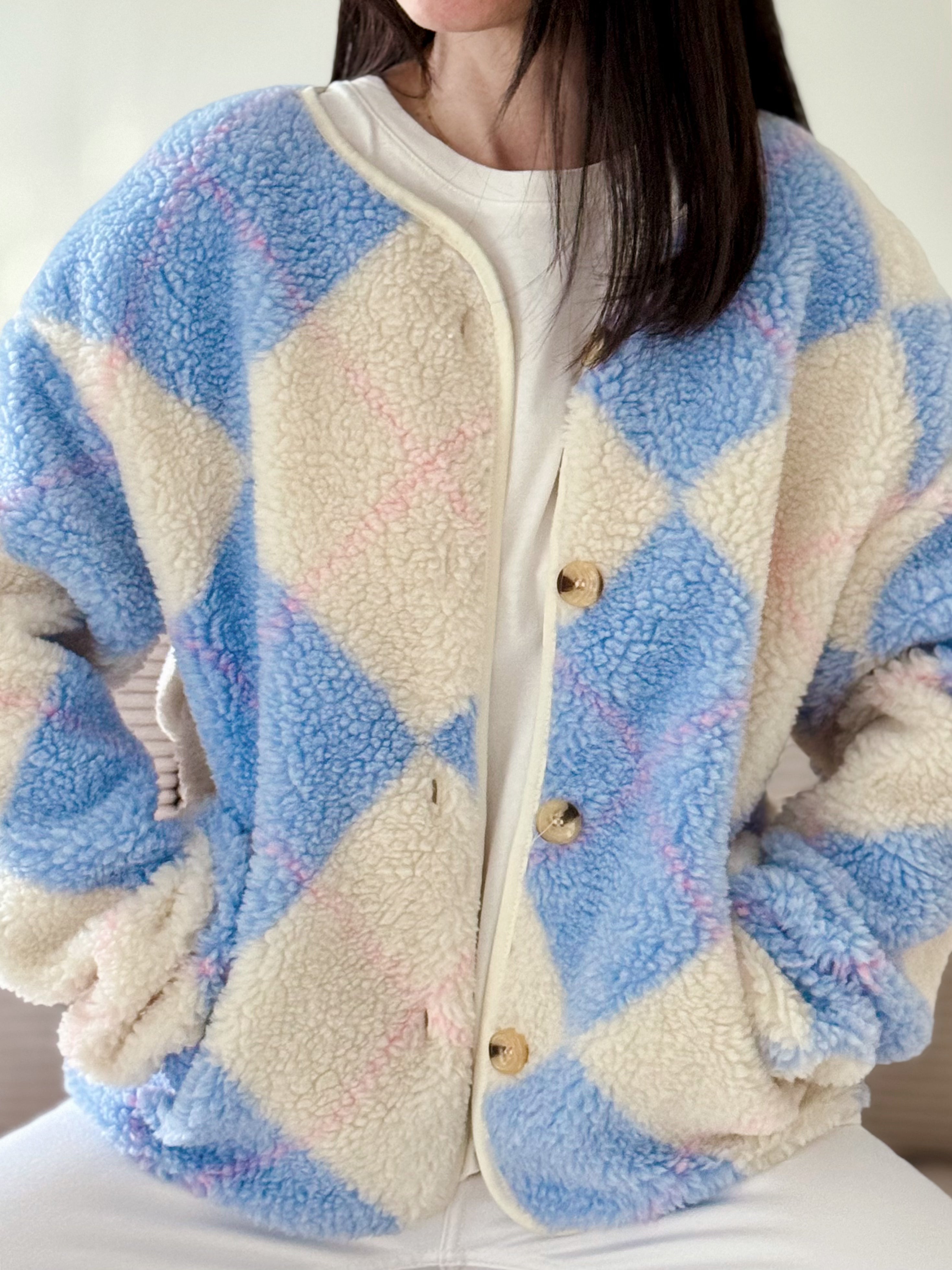 Teddyjacke, Argyle, 3 Farben