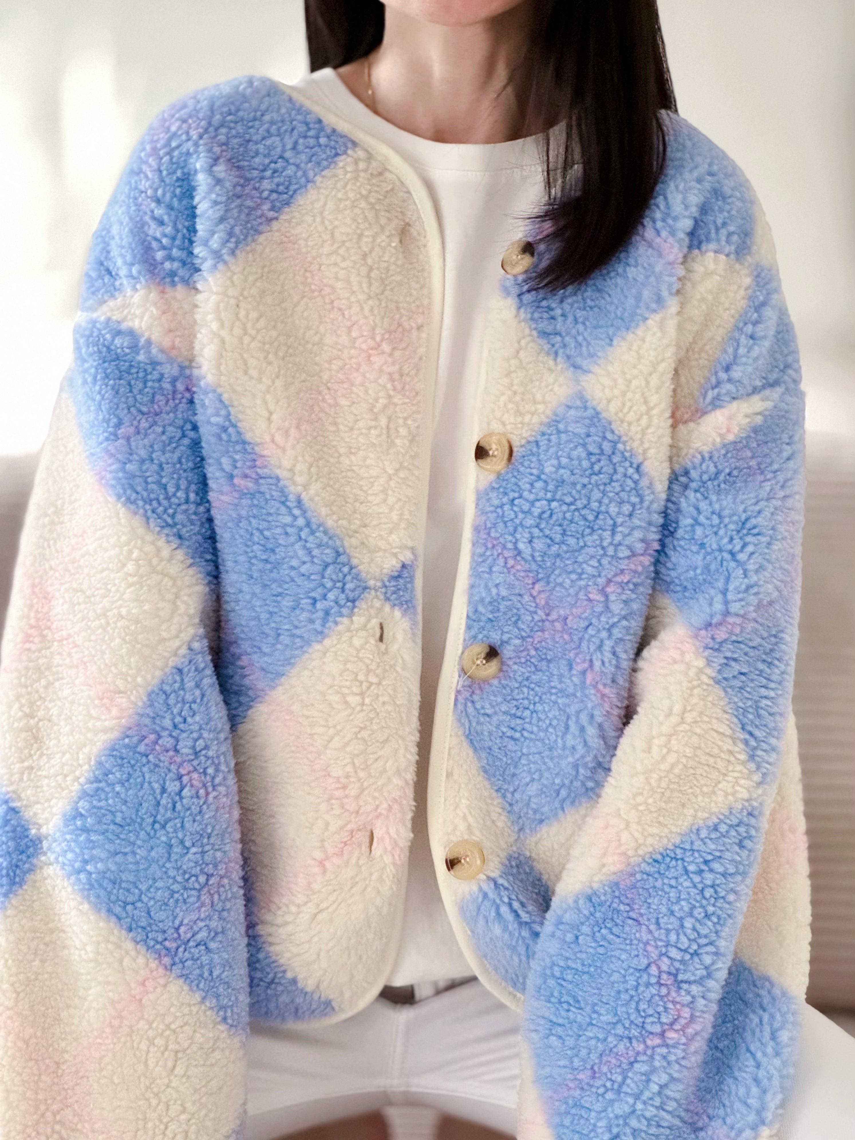 Teddyjacke, Argyle, 3 Farben