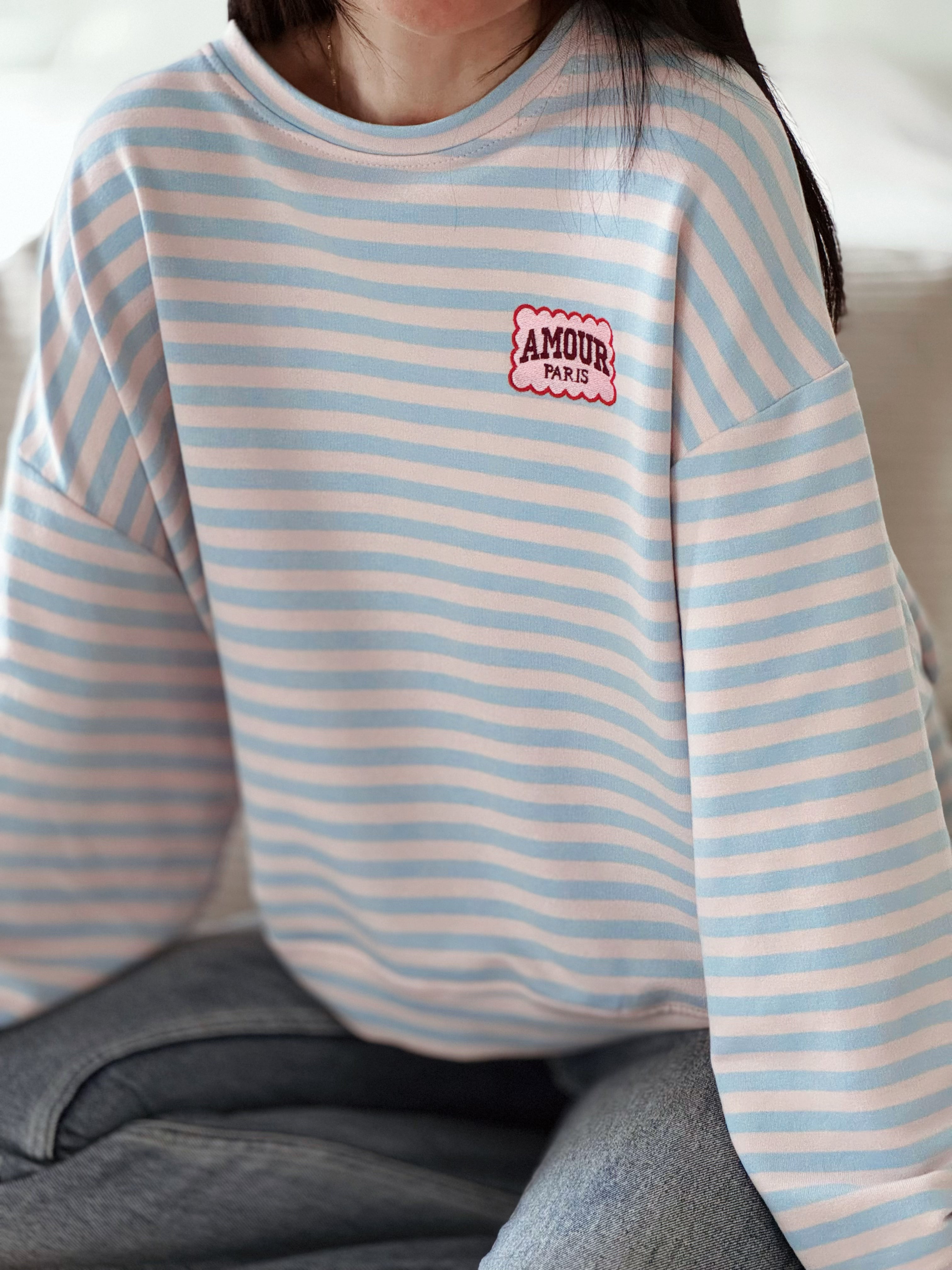 Longsleeve, Amour-Streifen, 3 Farben