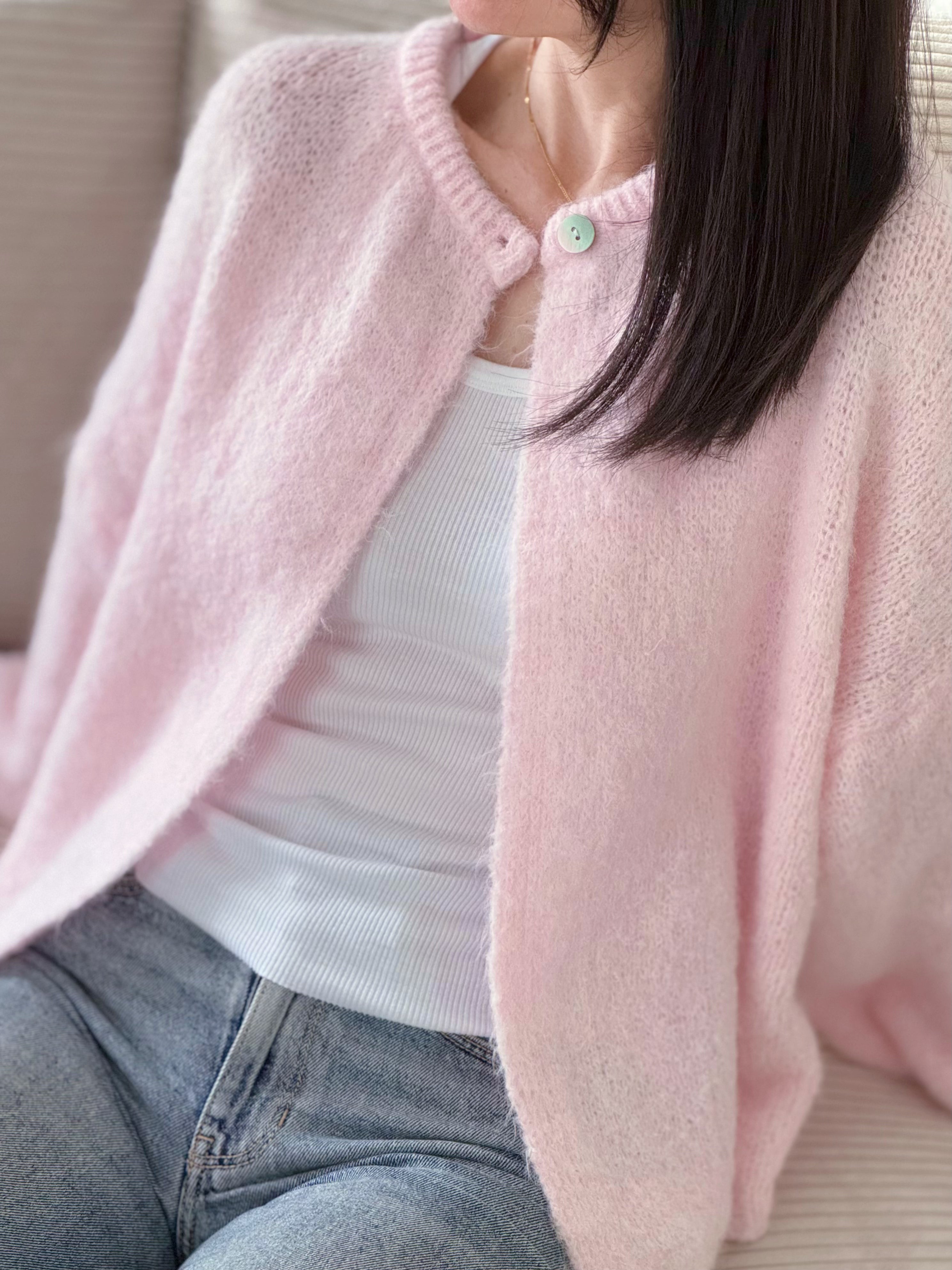 One-Button-Cardigan, Alpaka, 5 Farben