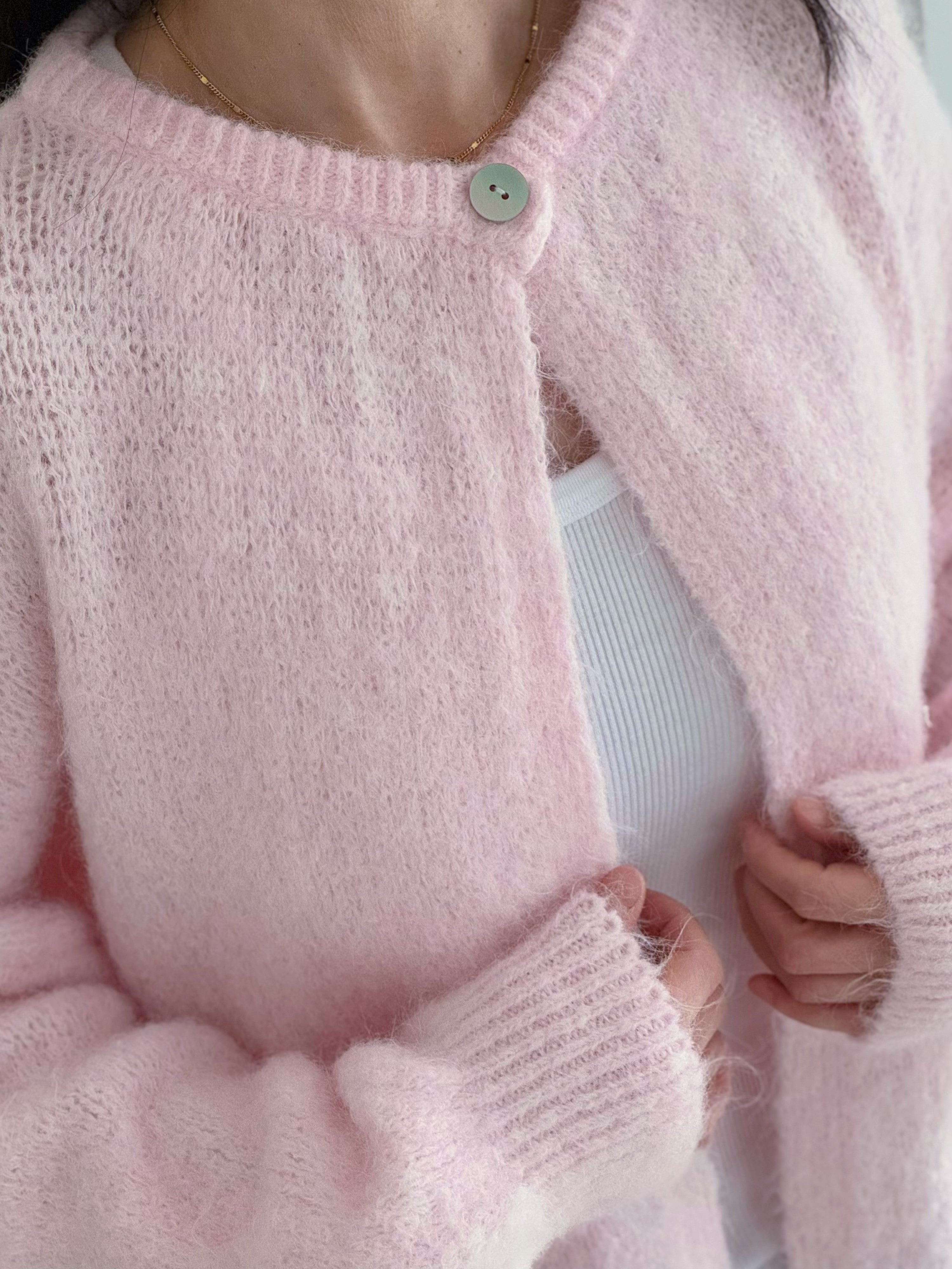 One-Button-Cardigan, Alpaka, 5 Farben