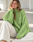 Pullover, flauschi, Stehkragen, Avocado