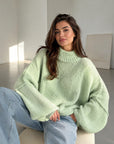 Pullover, flauschi, Stehkragen, Melon