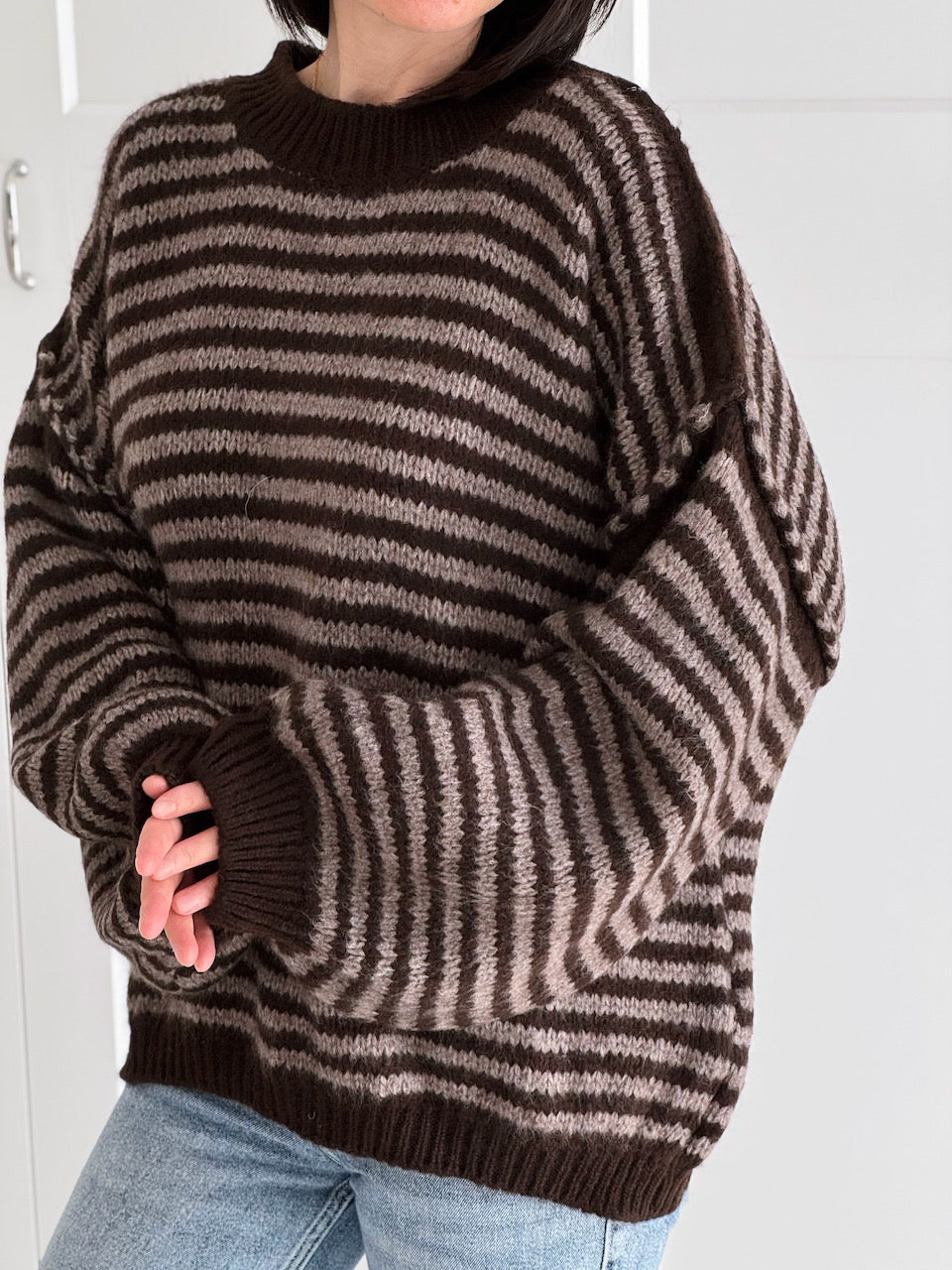 Pullover, Streifen, Kontrastkante, 5 Farben