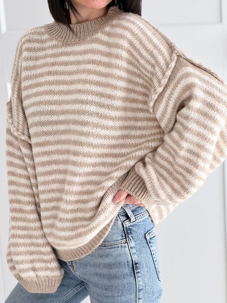 Pullover, Streifen, Kontrastkante, 5 Farben