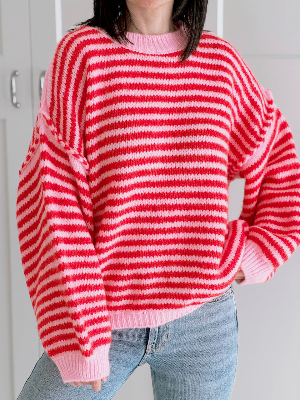 Pullover, Streifen, Kontrastkante, 5 Farben