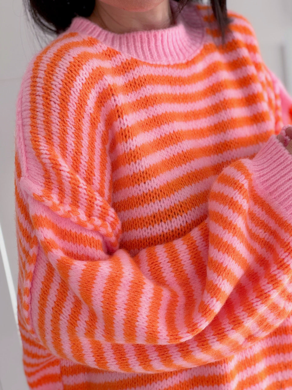 Pullover, Streifen, Kontrastkante, 5 Farben