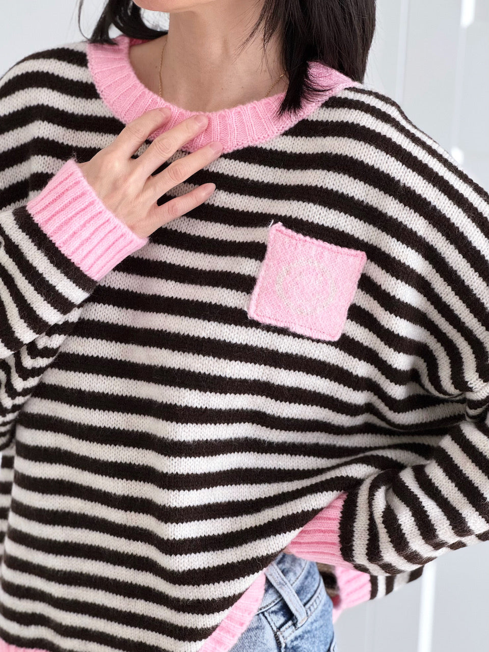 Pullover, Kontrastkanten, Smiley