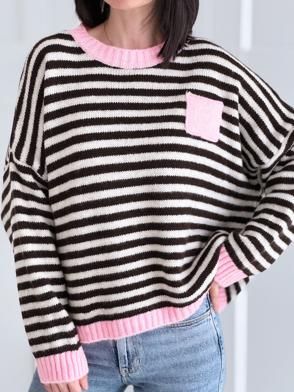 Pullover, Kontrastkanten, Smiley