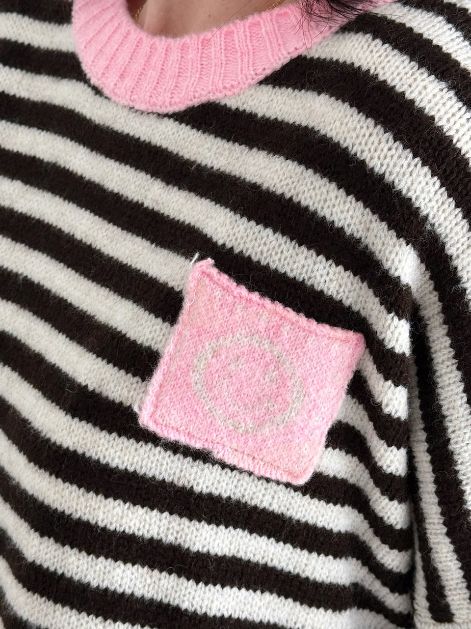 Pullover, Kontrastkanten, Smiley