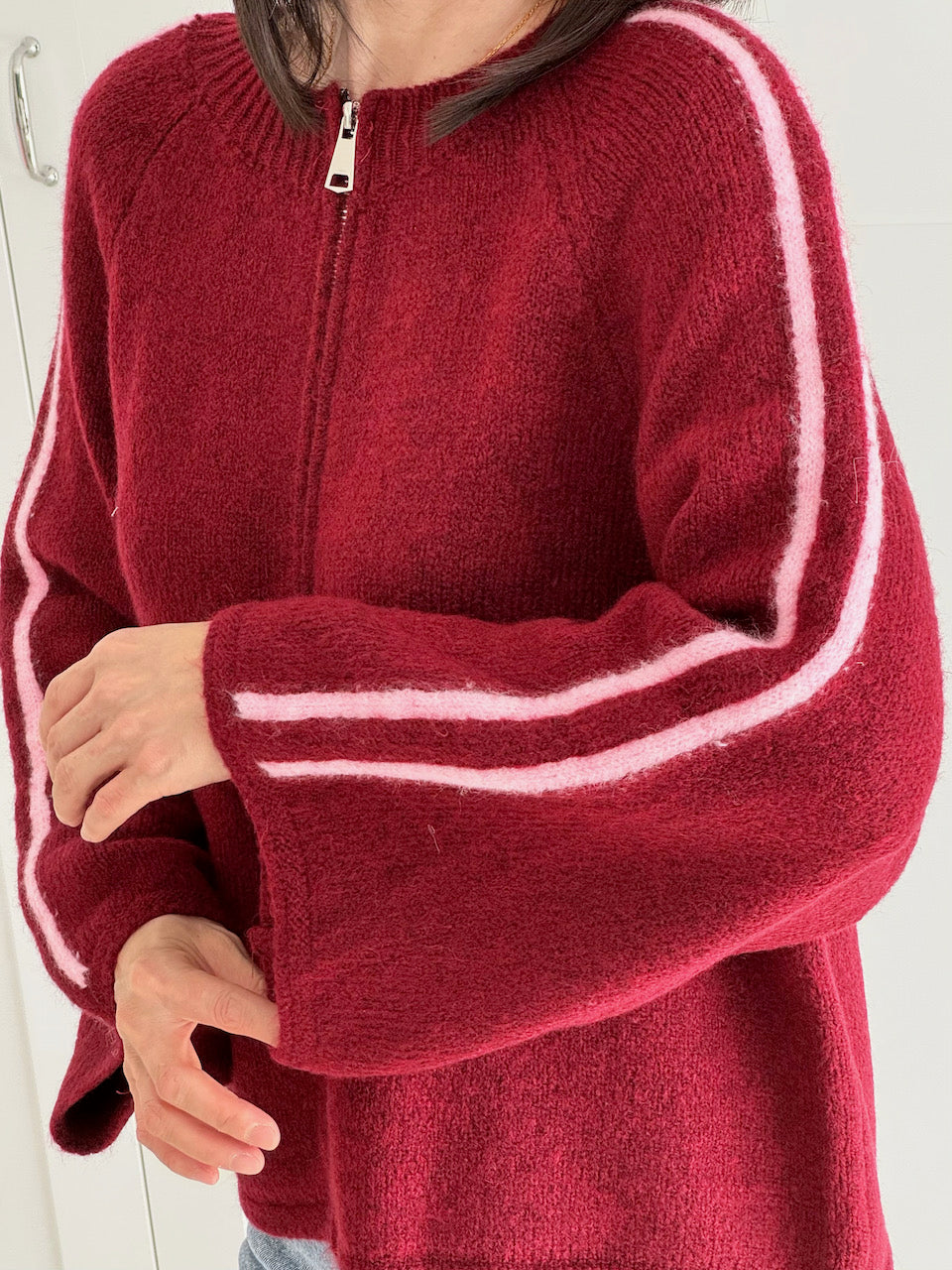 Strickjacke, Kontrastlinie, 5 Farben