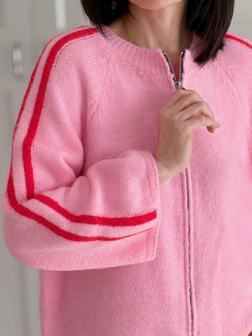 Strickjacke, Kontrastlinie, 5 Farben