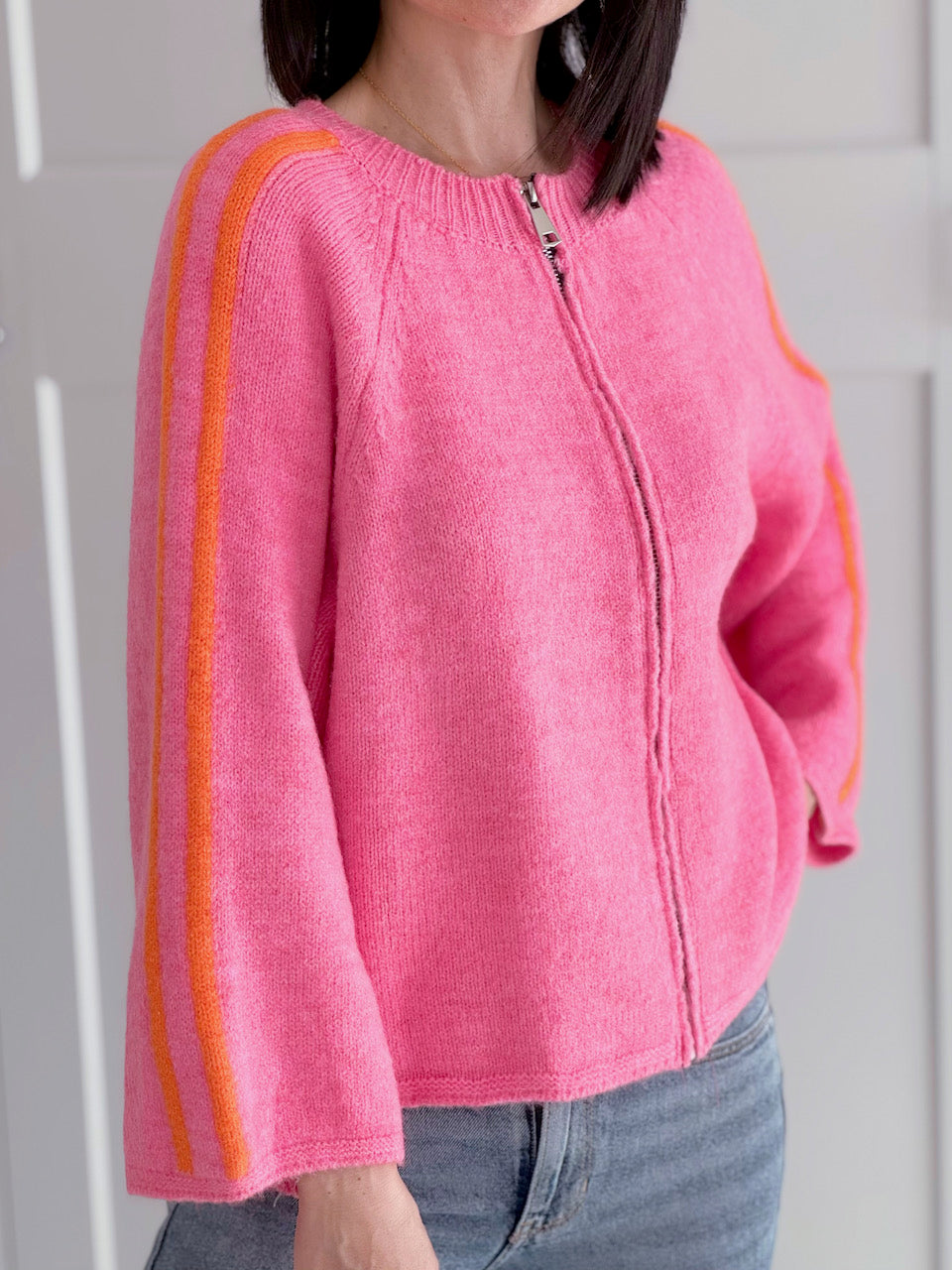 Strickjacke, Kontrastlinie, 5 Farben