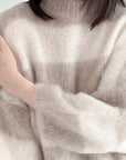 Pullover, Mohair, Blockstreifen, Beige