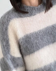 Pullover, Mohair, Blockstreifen, Grau
