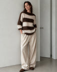 Pullover, Mohair, Blockstreifen, Schoko