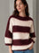 Pullover, Mohair, Blockstreifen, Bordeaux