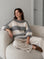 Pullover, Mohair, Blockstreifen, Grau