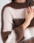 Pullover, Mohair, Blockstreifen, Schoko