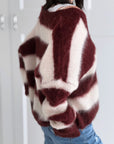 Strickjacke, Mohair, Blockstreifen, Bordeaux
