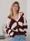 Strickjacke, Mohair, Blockstreifen, Bordeaux