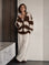 Strickjacke, Mohair, Blockstreifen, Schoko