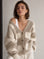 Strickjacke, Mohair, Blockstreifen, Beige