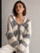 Strickjacke, Mohair, Blockstreifen, Grau